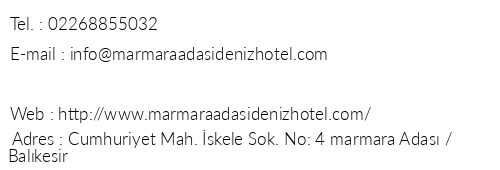 Marmara Adas Deniz Otel telefon numaralar, faks, e-mail, posta adresi ve iletiim bilgileri